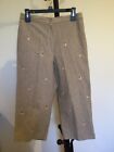 New Women’s alfred Dunner Elastic Cotton Beige Embroidered Capri Pants Size 10P