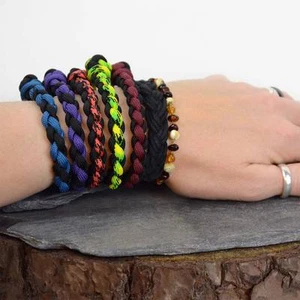 Thin Stitched Paracord Survival Bracelet - Various Colours UK - Picture 1 of 5