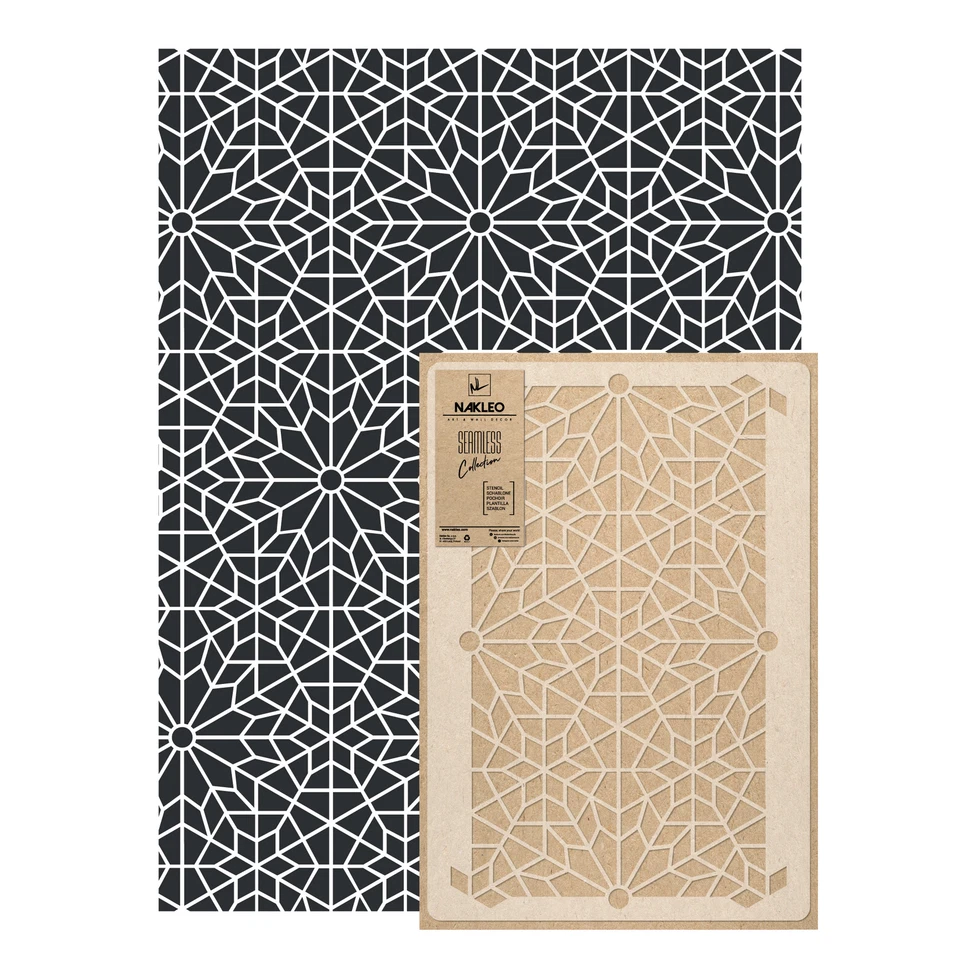 NAKLEO Reusable PLASTIC Wall STENCIL Template 25.6"x37.4" Allover MOROCCAN NIGHT