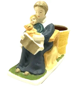 Vintage Grandma Rocking Baby Planter Porcelain Trinket 1987 Geerlings GRHS - Foto 1 di 7