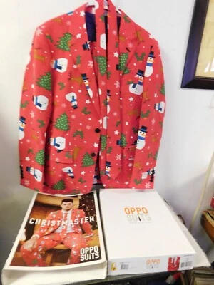 OPPO SUITS Christmas Holiday Suit 3 pc Christmaster Size 38 Pants, Tie, Jacket - Image 1 of 4