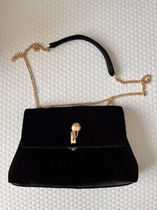 Schwarze Schulter Tasche mit goldenen umhänge in Samt - Bild 1 von 2