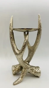 Silver Plated Deer Antler Candle Pillar - Picture 1 of 9