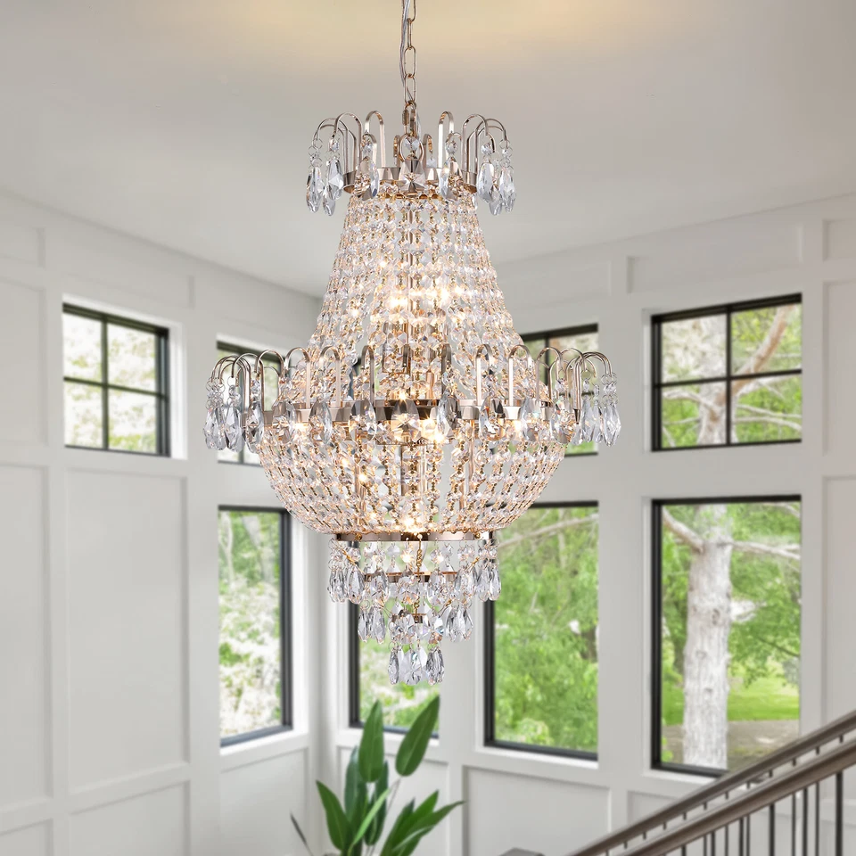 Modern K9 Gold Crystal Chandelier Luxury Large Ceiling Pendant Light Fixtures - Image 1 of 4