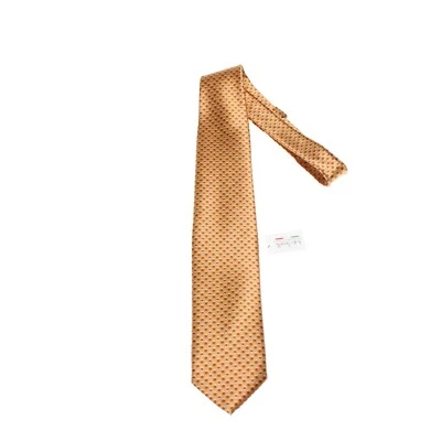 Italo Ferretti 全新带标签领带浅/深棕色圆点 100% 真丝意大利制造 — 第 1/4 张图片