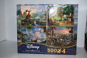Rompecabezas Thomas Kinkade Disney 4 x 500 piezas Fantasía enredada Winnie Pooh Dama Vagabundo - Imagen 1 de 7