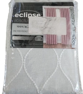 Eclipse Nora Geo Rod Pocket Curtains for Bedroom, Single Panel, 50" x 108" White - Picture 1 of 3