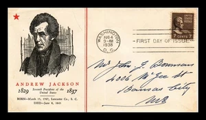 DR JIM STAMPS US COVER ANDREW JACKSON PRESIDENTIAL FDC SCOTT 812 LINPRINT - Picture 1 of 2