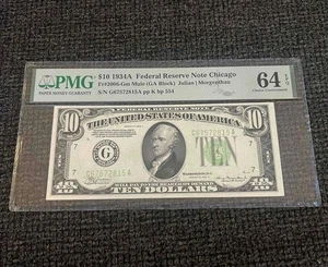 ⭐️TOUGH MULE⭐️ 1934A $10 Chicago FRN - PMG Choice Uncirculated CU 64EPQ - C2C - Picture 1 of 2
