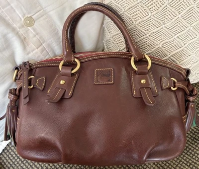 Dooney Bourke Chestnut Brown Florentine Vacchetta Leather Mail Bag Satchel - Image 1 of 4