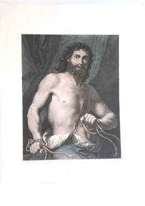 Artista "Sansón" Le Dominquin - Grabado en acero - Pintado a mano color al agua - 1875 - Imagen 1 de 4