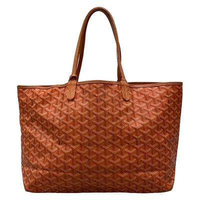 Auth GOYARD Saint Louis PM Orange Coated Canvas Leather Tote Bag - Image 1 of 4