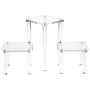 Plymor Clear Acrylic Beveled 3-Shelf Display Riser, 10" H x 19.25" W x 7.25" D - Picture 1 of 1