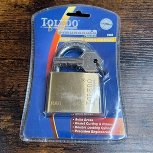 NEW Keyed Padlock TOLEDO T060 Steel Shackle Solid Brass 3 Keys Security Lock - Picture 1 of 9
