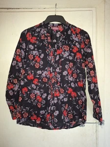 NOMADS BLACK PATTERNED COTTON BLOUSE..SIZE 12..ORIGINAL MADE IN INDIA - Picture 1 of 3
