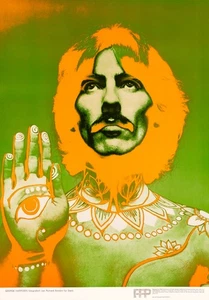 Póster George Harrison por Richard Avedon Beatles 1967 impresión original en lino - Imagen 1 de 3