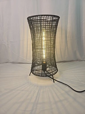 Плетеная корзина плетеный ротанг богемное черный настольная лампа проверена  - Изображение 1 из 4