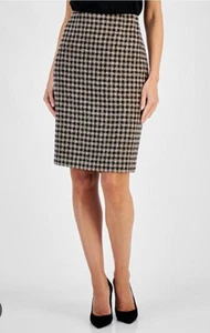 Nwt Kasper Women's Brown/ Blk  Tweed Pencil Skirt Size 4 Petite $79 - Picture 1 of 5