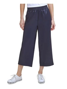 DKNY Womens Navy Stretch Wide-leg Cropped Elastic-waist High Waist Pants XXS - Picture 1 of 11