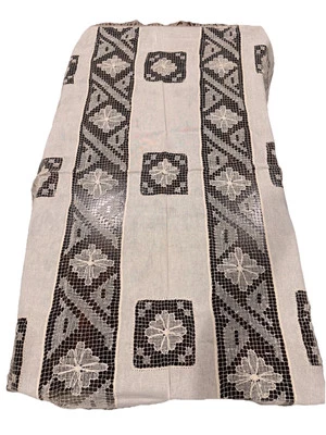 Vintage Linen Handmade Crochet Lace Tablecloth Table 50x75” - Image 1 of 4