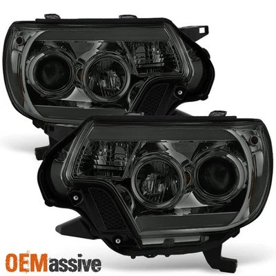 Fits 12-15 Toyota Tacoma Pickup Truck Smoked LED DRL Tube Projector Headlight — 第 1/4 张图片