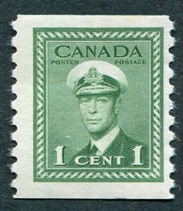 CANADA 1948 1c verde SG397 MH FG timbro bobina sforzo bellico IMPERF x PERF 9,5 #C04 - Foto 1 di 1