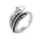 Fashion Vintage Arrow Head Feather Band Men Ring Biker Dad Gift Stainless Steel
