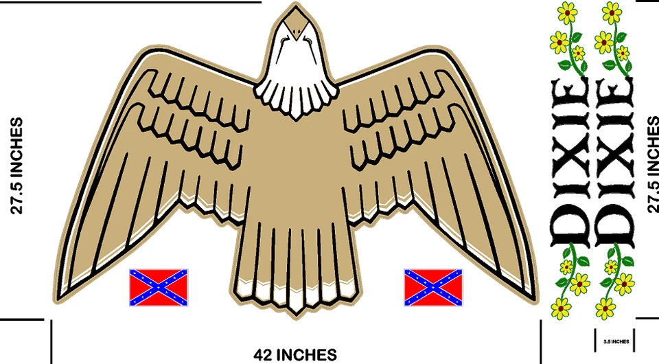 JEEP DUKES OF HAZZARD DIXIE HOOD GOLDEN EAGLE RÉPLICA CALCOMANÍAS PEGATINAS BRILLO LAM. Foto 1 de 1