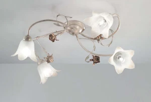 Classic Ivory Wrought Iron Ceiling Light with Roses 4 Light DP275 - Picture 1 of 2