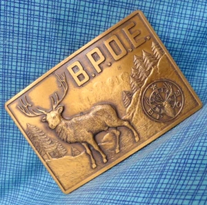 BPOE Elk Belt Buckle Benevolent Protective Order of Elks Vintage 70s .XTT732 - Picture 1 of 7