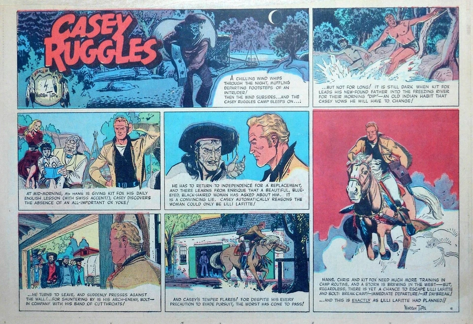 Casey Ruggles por Warren Tufts - quadrinho grande de meia página domingo - 18 de setembro de 1949 - Imagem 1 de 1