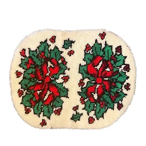 Vintage Retro Riegel Haken Teppich Wanddekor Weihnachten Weihnachtsstern Teppich MCM 70er 80er - Bild 1 von 5
