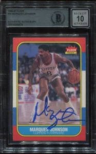MARQUES JOHNSON signed autographed 1986 FLEER CARD BECKETT 10 (BAS) RARE - Picture 1 of 2