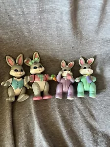 VTG Fisher Price 1996 Hideaway Hollow Bunny Rabbits Lot of 4Figures Mom Dad baby - Picture 1 of 9