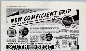 Anuncio impreso de carretes de pesca South Bend Rubb-Oreno c1941 - Imagen 1 de 2