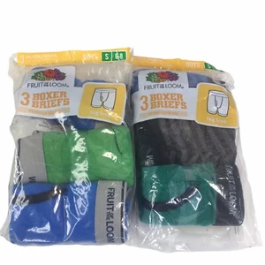New 2 packs of 3 Fruit of the Loom Boxer Briefs Boys Small 6-8 Solid Stripe - Picture 1 of 8