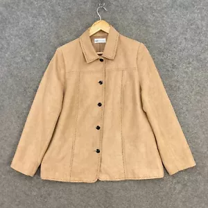 Fella Hamilton Jacket Womens 12 Brown Lined Button Collar Long Sleeve 29435 - Picture 1 of 9