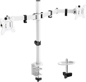 ErGear Dual Monitor Desk Mount - White. VESA compatible: 75x75mm & 100x100mm - Picture 1 of 3