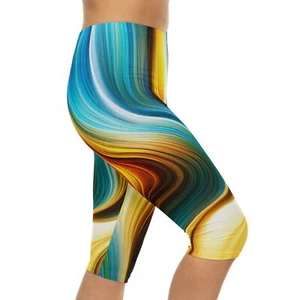 Vibrant Blue/Yellow - Women’s Capri Leggings (AOP) - Picture 1 of 8