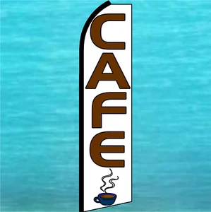 CAFE FLUTTER FLAG Tall Curved Advertising Sign Feather Swooper Banner Coffee Cup - Picture 1 of 5