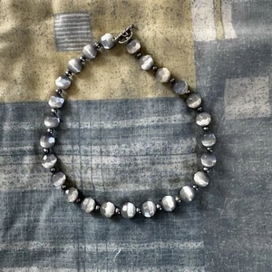 Metallic Grau/Silber Kugel Knebel Stil Facettenreiche Perlen Halskette - Bild 1 von 10