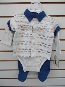 Conjunto de 3 piezas crema y azul Harry & Violet para bebés niños talla 3/6 meses - 6/9 meses - Imagen 1 de 7