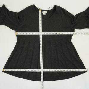 Style & Co Womens Plus Size Sweater Ruffled Sleeve Pleated Pullover Charcoal $56 - Picture 1 of 13
