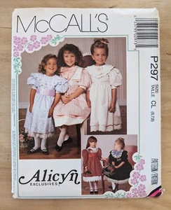 McCall's P297 Alicyn Vintage Girls Collared Dress Pattern Size 6-8 Uncut - Picture 1 of 2