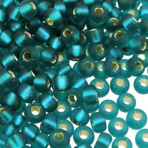 Miyuki Round Seed Beads Size 6/0 20GM Matte Silver Lined Teal Green 6-2425F - Picture 1 of 4