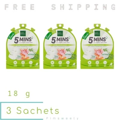 3 Sachets X 18 g Baby Bright 5 Mins Oil Control Mask Sheet Facial Treatment Skin - Image 1 of 4
