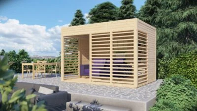 Holz Gartenhaus Pergola Pavillon Modern Art 2 naturbelassen 337 x 234 cm - Bild 1 von 4