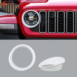 2 PIEZAS Cubierta de faros delanteros Biseles Borde para Jeep Wrangler JL JT 2024+ Blanco - Imagen 1 de 12
