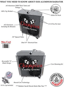 KR Champion 2 Row Radiator W/ 2 10" Fans for 1947 - 1954 Chevrolet Suburban - Picture 1 of 9