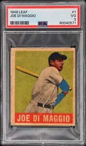 1948 Leaf Baseball #1 Joe Dimaggio Card Graded PSA 3